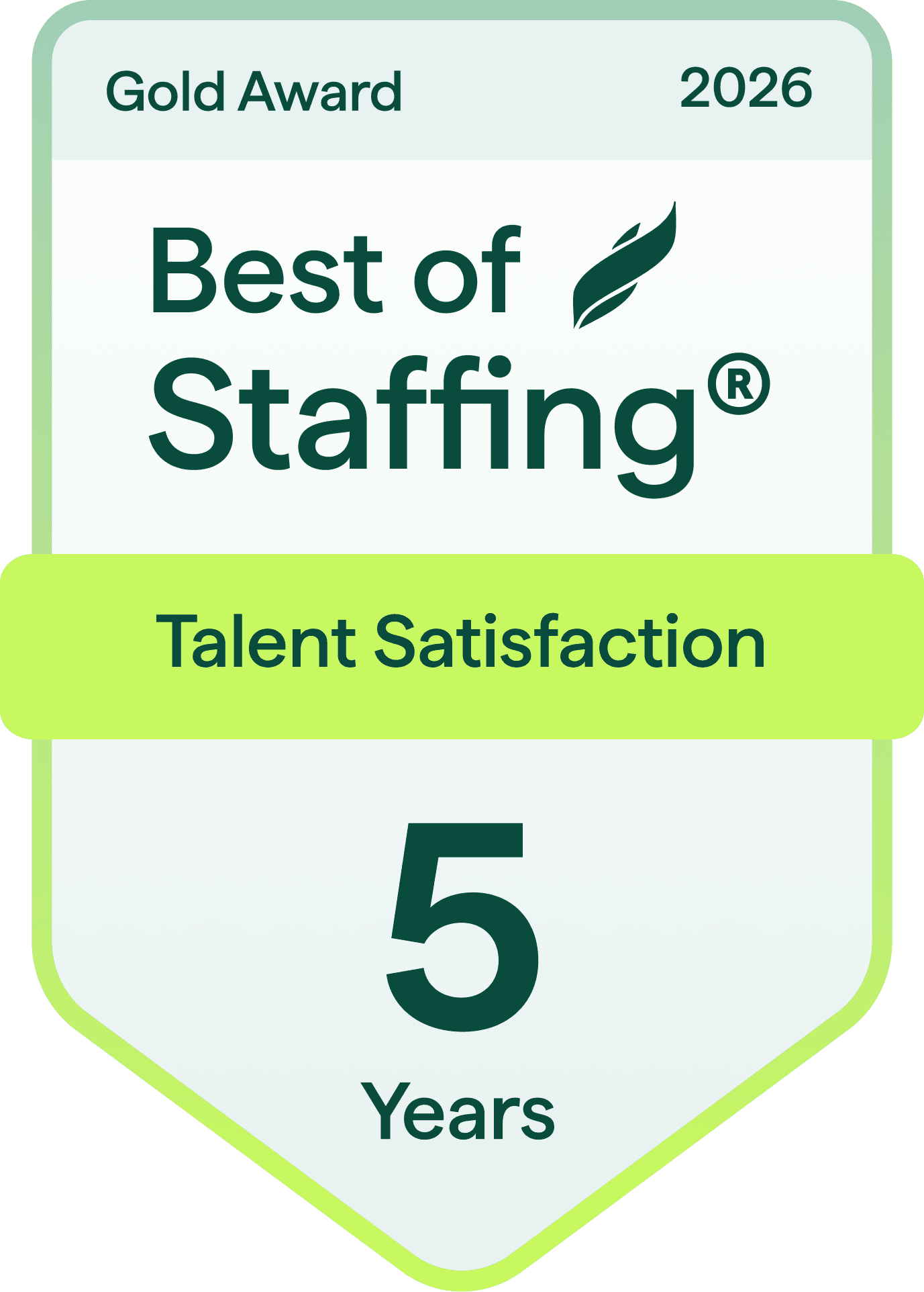 2026 Best of Staffing Talent 5 Year Gold